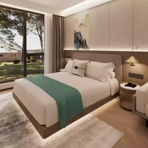 ชุดเฟอร์นิเจอร์ห้องนอนโรงแรมไม้ทันสมัย ทนทาน ราคาประหยัด เตียงเดี่ยว/เตียงคู่แบบกำหนดเอง หัวเตียงหุ้มเบาะ โต๊ะข้างเตียง ตู้เสื้อผ้า ทีวี - Product Image 4