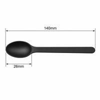 Cuillère à gelato noire mate 140 mm, ustensile jetable en plastique pour desserts, vente en gros pour glacier, café, sundae