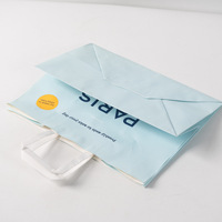Sac en papier recyclable de luxe personnalisé avec logo imprimé offset et poignée plate pour boulangerie, café, vente au détail et emballage alimentaire
