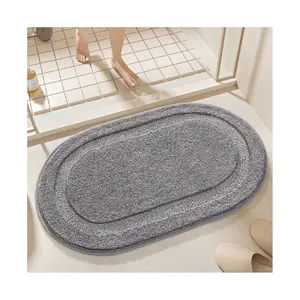 Tapis solides de Logo de séchage rapide de luxe pour tapis d'entrée de porte de salle de bain microfibre douce OEM ODM tapis de zone personnalisés coussin de pied