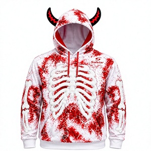 Sweat à capuche graphique noir personnalisé avec impression par sublimation intégrale, idéal pour les fêtes d'Halloween – Fournisseur - Product Image 1
