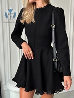 Robe unie de style français avec bordure en dentelle, idéale pour les vacances, les rendez-vous et les fêtes – Vente en gros usine, personnalisable