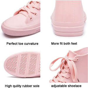 Diskon besar produk baru anti selip karet merah muda wanita tahan air renda Anti selip taman sepatu hujan tinggi atas - Product Image 4