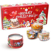 Coffret Cadeau de Noël Bougie Aromatique en Étain, Cire de Soja Végétale Importée Sélectionnée, Décoration de Fleurs Séchées Naturelles, Nouvelle Formule Sans Fumée