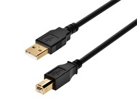 Kabel SYONG 15 Kaki Hitam USB-A Male ke USB-B Male 2.0 28 24AWG Berlapis Emas dengan Pelindung Kepang dan Selubung PVC untuk Komputer & Printer