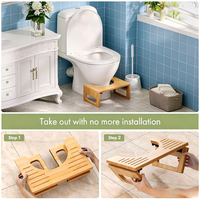 Tabouret de toilette en bambou de 7 pouces pour adulte, tabourets pliables pour la salle de bain, tabouret pour la défécation avec bande antidérapante
