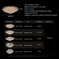 Lustre de plafond moderne personnalisable en cristal avec base chromée, idéal pour chambre à coucher – Approvisionnement direct usine