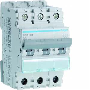 MCA304 Personalizzabile con Hagers MCB 6000A 10kA 3P curva C 4A 3 moduli - Product Image 1