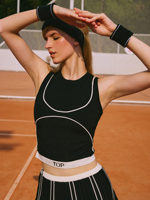 Ensemble de tennis avec logo brodé personnalisé pull-over tricoté respirant pour femmes hauts de chemises courts fabriqué pickleball caractéristique taille