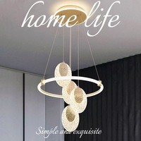Lustre LED en acrylique doré de luxe, style nordique simple et post-moderne, pour salon, petite taille, haute luminosité Ra80, lumière chaude 3000K, interrupteur 360°