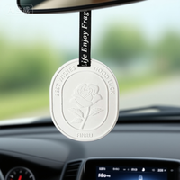 Diffuseur de parfum d'intérieur en porcelaine faite à la main en forme de rose, désodorisant en céramique suspendu pour voiture et armoire, parfum d'ambiance en plâtre