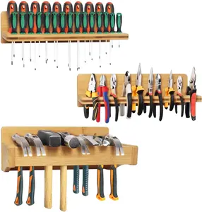 3er Set Wand halterung Schrauben dreher halter Zange Hammer Rack Tool Organizer Bambus Werkzeug lager regal