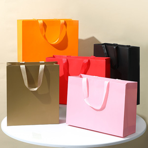 Túi tote Quà tặng màu rắn cao cấp, thẻ trắng đơn giản, dày, thiết kế bao bì hộp trang sức. - Product Image 1