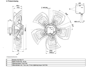 Ventilador axial de CA de 630 mm ebm-papst A4D630-AH01-01, ventilador de refrigeración industrial de alta resistencia para sistemas HVAC y torres de enfriamiento - Product Image 2