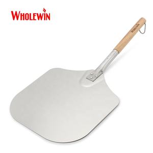 Pelle à <span class=keywords><strong>pizza</strong></span> carrée en aluminium de 12 pouces Logo personnalisable <span class=keywords><strong>Accessoires</strong></span> de <span class=keywords><strong>four</strong></span> à <span class=keywords><strong>pizza</strong></span> en métal avec manche en bois - Product Image 4