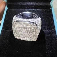 Bijoux fins pour hommes et femmes, style hip-hop, argent sterling 925, bague carrée sertie de diamants en moissanite VVS avec certificat GRA