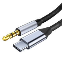 Câble audio de voiture Type-C vers 3,5 mm AUX, câble de conversion USB-C HiFi, tressé en nylon, prise jack plaquée or, 1 m, noir, câble de connexion audio