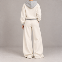 Ensemble de survêtements personnalisés OEM pour femmes, en molleton 400G, avec pantalon large surdimensionné, fabrication de vêtements à marque privée