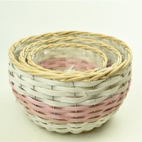 Pot de fleurs en osier tressé fait main BSCI, OEM ODM, personnalisé, rose, pour plantes, panier en fibres végétales pour jardin, artisanat décoratif