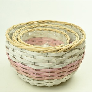 Vaso per Fiori in <span class=keywords><strong>Vimini</strong></span> Intrecciato a Mano BSCI, OEM ODM Personalizzato, Fioriera Rosa in Fibra Vegetale per Decorazioni da Giardino - Product Image 3