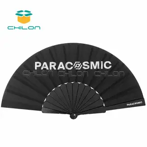 Promotional Plastic Nylon Fabric Hand Held Folding Fans For Advertisement