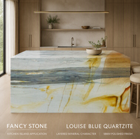 Dalle de quartzite bleu Louise FANCY STONE 18 mm, pierre polie pour îlot de cuisine, meuble-lavabo de salle de bain, mur d'accent d'hôtel, design d'intérieur