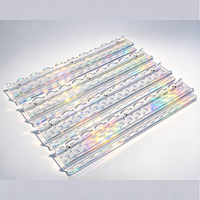 Support de Mahjong en Acrylique Holographique Iridescent en Gros, Règle de Mahjong en Acrylique à Bord Ondulé, Support Personnalisé pour Tuiles de Mahjong en Acrylique