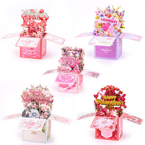 Kotak Kejutan 3D Pop Up Kartu Hadiah Kertas Selamat Hari Valentine 18x18cm untuk Dekorasi Pesta Valentine - Product Image 1