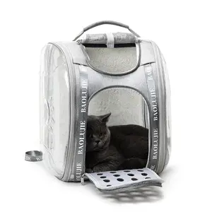 حقيبة لحمل الحيوانات الأليفة بتصميم جديد 2022 للبيع بالجملة حقيبة ظهر شفافة فاخرة لحمل الحيوانات الأليفة في الخارج أو عند السفر