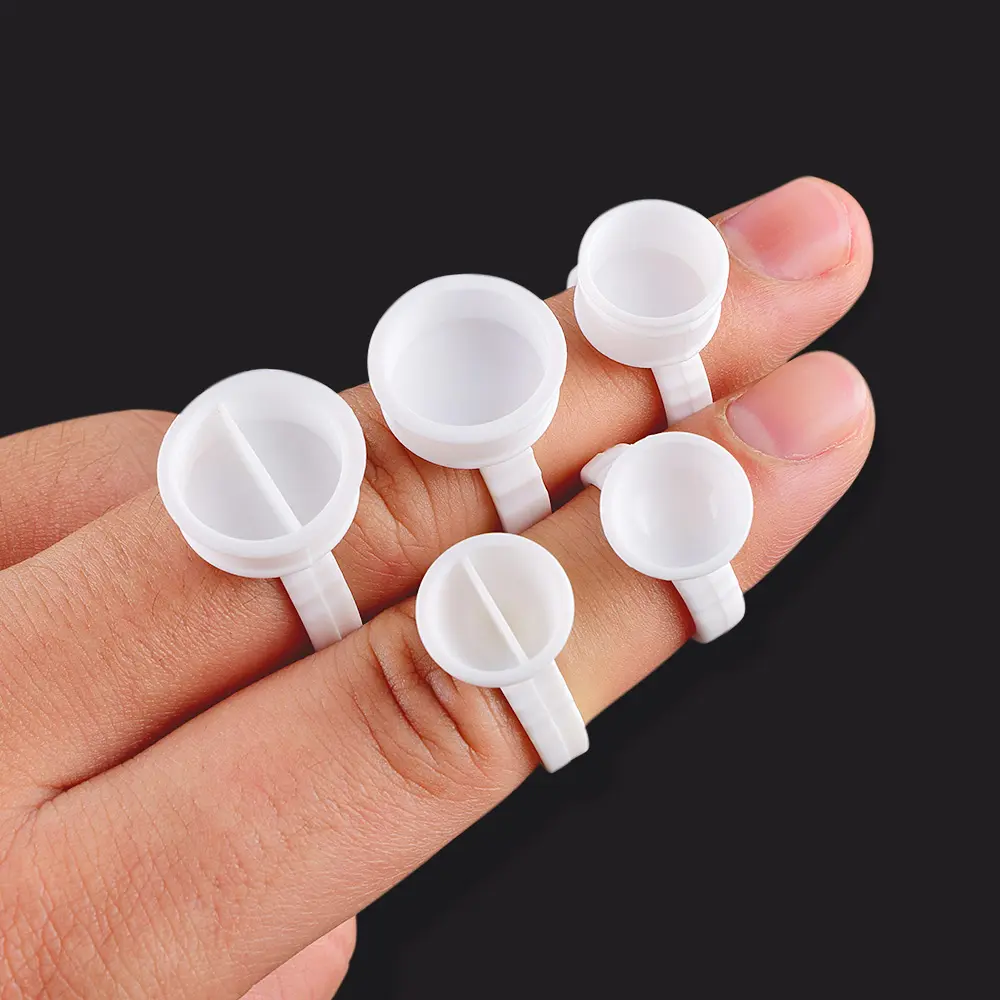 100pcs/bag Disposable Tattoo Ink Cup Holder Pigment Cup Microblading Silicon Plastic Ring Pigment Cup Tattoo Supply