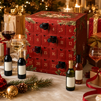 Boîte de calendrier de l'avent pour vin personnalisée de luxe, 24 jours, emballage cadeau pour bouteilles miniatures de Noël et du Nouvel An avec tiroirs individuels