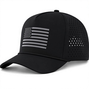 Casquette de baseball noire à 6 panneaux avec impression par transfert thermique du drapeau américain, maille respirante, ajustement réglable, unisexe, chapeau décontracté pour l'extérieur - Product Image 1