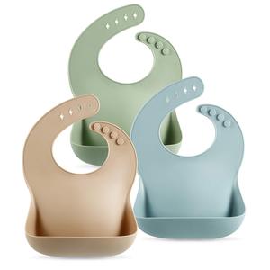 Nouvel arrivage : Ensemble repas bébé en silicone écologique, non toxique, avec ventouse puissante, sans BPA, comprenant bol, cuillère, bavoir et assiette. - Product Image 1