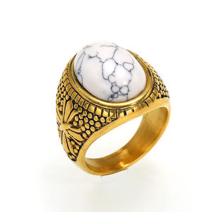 بيع بالجملة ريترو 316L صلب مقاوم للصدأ شخصية فاك فاخر مجوهرات راقية خواتم أحجار طبيعية للرجل - Product Image 5