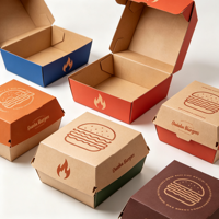Boîte à hamburger en carton blanc robuste et compostable avec impression UV, logo personnalisé, emballage de burger jetable écologique