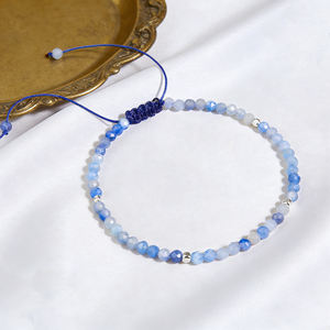 Pulsera de cuentas de piedra dorada azul, cristal natural, estilo bohemio minimalista, delicado, ajustable, regalo para el Día de San Valentín para mujer - Product Image 3