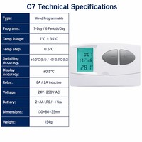 Chaudière à gaz classique C7 pour appartement, durable, en ABS, avec thermostat programmable sur 7 jours pour hôtel et salon