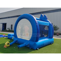 Château gonflable commercial en PVC bleu avec toboggan, pour l'extérieur ou l'intérieur, à vendre