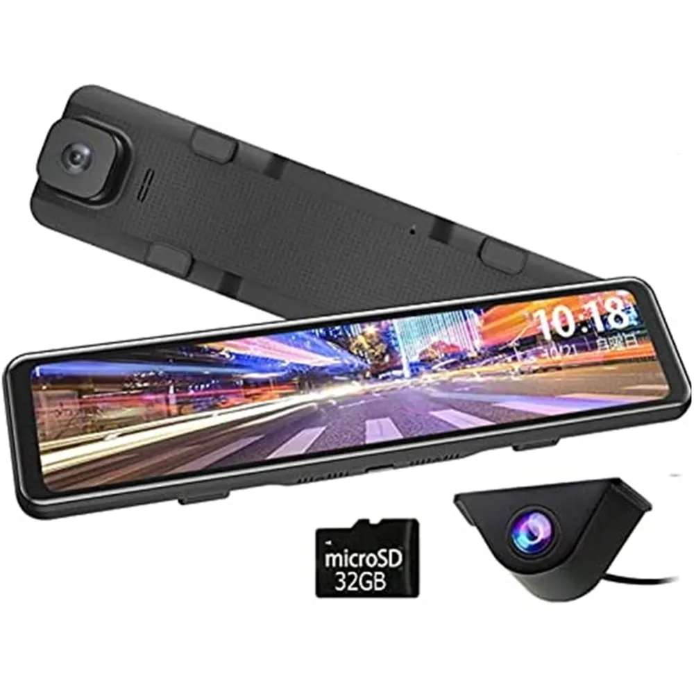 Spiegel Dash Cam Backup Camera 12 "Grote Full Touch Screen Voor-en Achteruitrijcamera Gps, sterrenlicht Nachtzicht, Parking Monitor