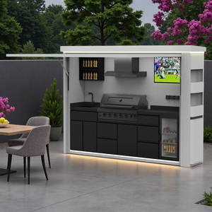 Cocina <span class=keywords><strong>Exterior</strong></span> <span class=keywords><strong>de</strong></span> Lujo <span class=keywords><strong>de</strong></span> Alta Gama, Gabinetes <span class=keywords><strong>de</strong></span> Acero Inoxidable Modulares, Parrilla Integrada <span class=keywords><strong>para</strong></span> Patio Trasero - Product Image 2