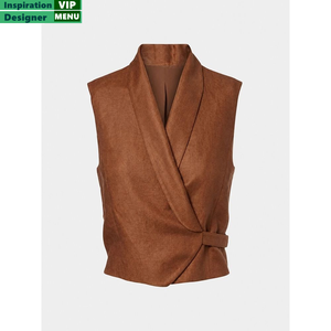 <span class=keywords><strong>Gilet</strong></span> élégant sans manches pour <span class=keywords><strong>femme</strong></span>, col châle, couleur <span class=keywords><strong>camel</strong></span> unie, décontracté, avec ceinture latérale, pour le bureau et le quotidien - Product Image 1