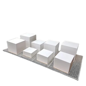 Gaojian White Acrylic Buffet <strong>Table</strong> <strong>Riser</strong> Cube Nesting Lucite Square Food Pedestal Display Box Nesting Display Racks - Product Image 1