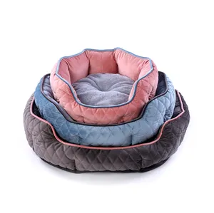 Suppliers Custom Cute Round Removable Portable Foldable Dog House Kennel Bed Mat Chew Proof Cozy Warm Collapsible Dog Bed