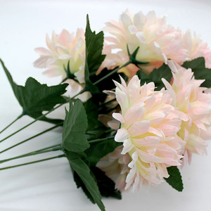 Ramo de flores funerarias de seda, 7 cabezas, de crisantemo Artificial para Graves, barato - Product Image 2