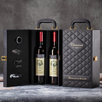 Boîte de rangement et d'emballage de luxe en cuir PU pour vin rouge et boissons, avec logo personnalisé, accessoires inclus, taille personnalisable