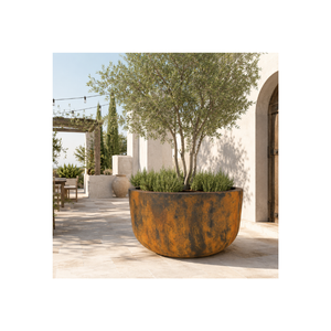 Grand pot rond en fibre de verre pour la maison, le jardin, la terrasse, l'hôtel, le bureau, pot de fleurs décoratif, best-seller, aménagement paysager moderne en extérieur - Product Image 1