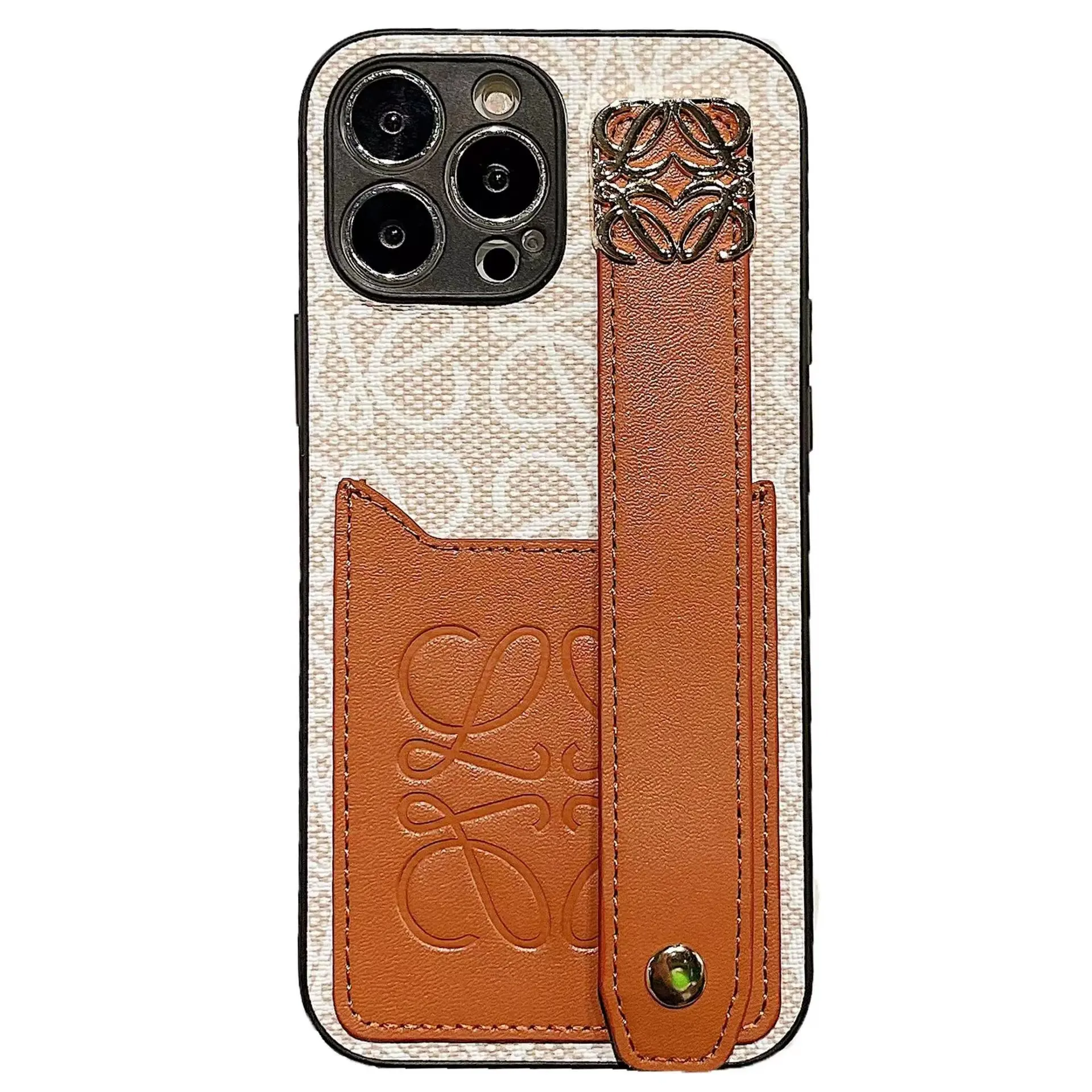 custom leather phone case and cards holder leather phone cases genuine leather phone cover with Wrist band