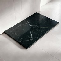 Receveur de douche en quartz étanche, marbre noir Portoro veiné or, monobloc sans joint, antidérapant classe 3