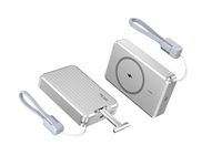 Batterie externe magnétique 10000 mAh avec charge sans fil, câble intégré, affichage numérique haute capacité, support de téléphone en forme de valise