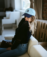 Gorra de Béisbol de 6 Paneles Azul Claro con Estampado de Leopardo, Visera Azul Marino, Bordado Gótico D, Ajustable, Unisex, de Algodón, Estilo Dad Hat, para Hombre y Mujer, Streetwear
